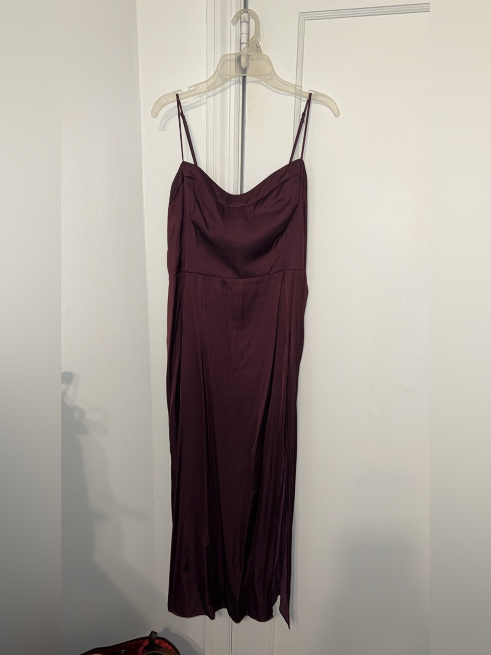 Abercrombie & Fitch Burgundy Satin Maxi Slip Dress